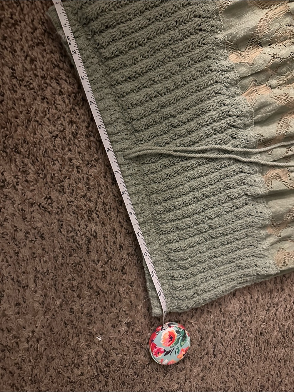 MEC Olive Green Tiered Maxi Skirt with Crochet Waist - Picture 3 of 4